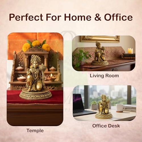 Vastu Brass Hanuman Ji Statue |Size-7.5cm Approx |Weight-136gm Approx |Vastu Remedy for Home & Office |Hanuman Idol for Pooja | Vastu Brass Statue