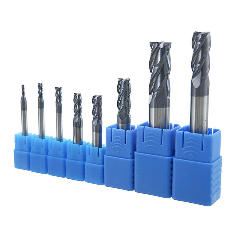 1/32" Carbide Square End Mill Set for Alloy Steels/Hardened Steels, 4 Flute HRC 55 Deg AlTiN Coating End Mill Bits Set, CNC Router Bits (Pack of 5) 1/32 inch
