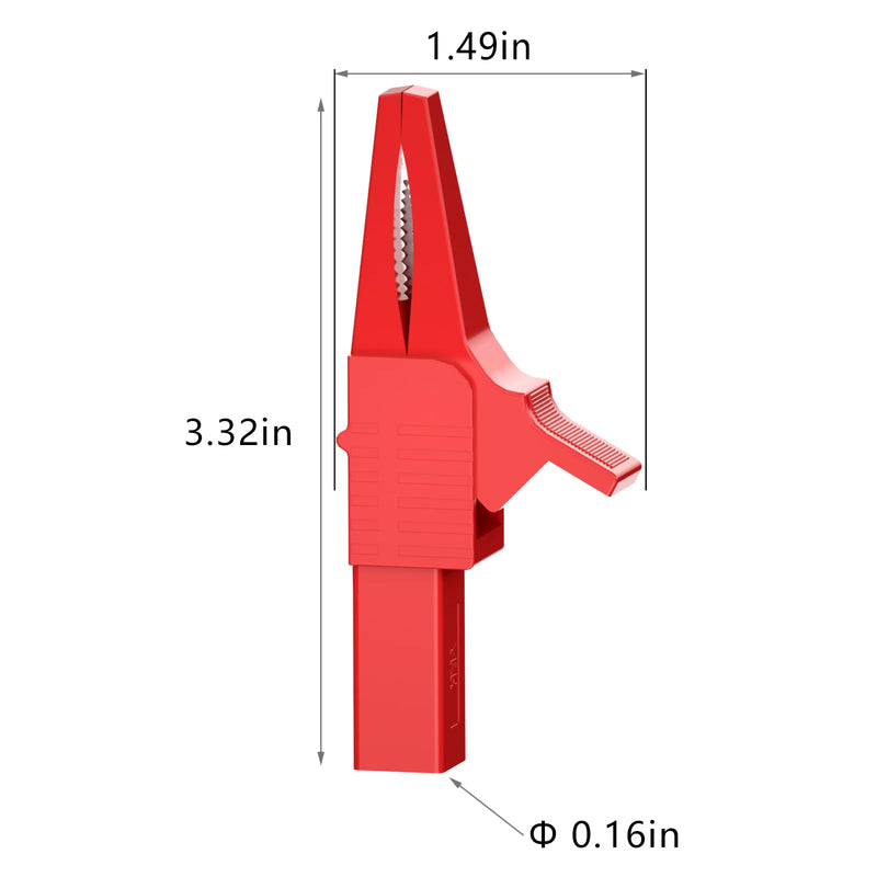 Goupchn 10PCS Heavy Duty Alligator Clips Crocodile Clips, Red+Black | Full Insulated Safe Crocodile Clips, 4mm Female Banana Jack Socket, Automotive Car Battery Electrical Testing