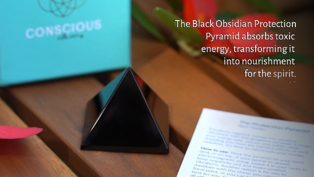 Conscious Items Black Obsidian Crystal Pyramid, Natural Protection Crystal Pyramids for Grounding & Energy Shielding, Healing Stone Gifts for Women & Men, Genuine Crystals for Home & Office The Protection Pyramid