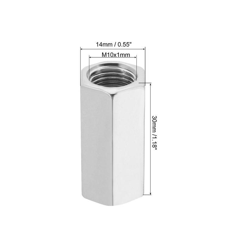 [Australia - AusPower] - MECCANIXITY Hex Coupling Nuts M10 x 1mm Fine Thread 30mm Length Sleeve Stud Rod Adapters Pipe Connectors Pack of 15 M10x30mm 