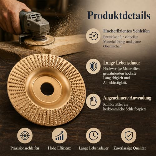 Tungsten Carbide Grinding Wheel 125mm, Sturdy Tungsten Carbide Grinder, Sanding Discs for Angle Grinder, Wood Carving Disc Durable for Woodworking Tools, Professional Craftsmanship