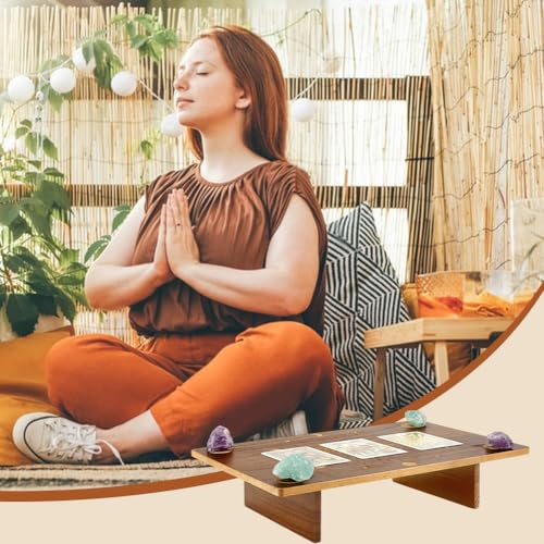 PH PandaHall Wooden Meditation Altar Table for Room Decor 11.8x7.8 inch