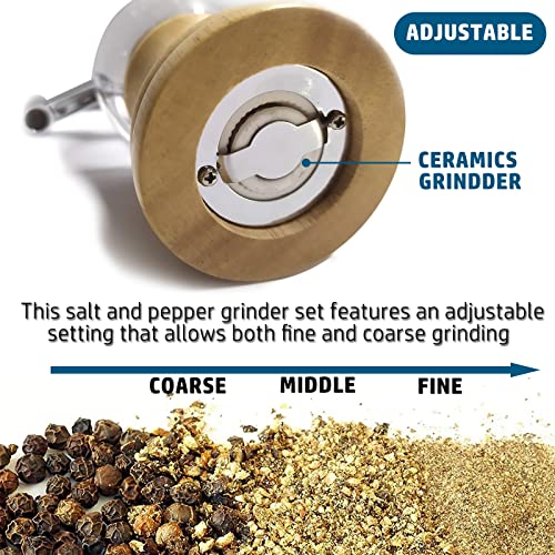 Classical Hand Shake Wood Pepper Grinder Set & Gorgeous Salt, Wooden&Acrylic,Ceramic Blades&Upgrade Metal Handle, Enjoy Your Best Fresh Ground Pepper Sea Salts and Various Spices (1PCS-1) 1pcs-1