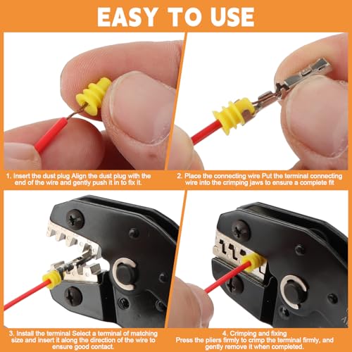 1379pcs Car Connector Pins Kit with SN-58B Crimping Tool, Plug Pins Automotive 1.0-3.5mm, Crimping Pliers 0.25-1.5mm² AWG 23-16, Sealing Plugs and 18 Pin Out Tool for Car, Motorcycle and Boat 1380 Pieces