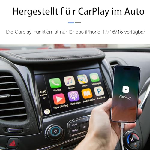 iPhone 16/17/15 Carplay Charging Cable, USB A to USB C Cable for iPhone 16, 16 Pro Max, 16 Plus, 16E, 17e/17Air, 15 Pro Max, AirPods Pro 3rd/2nd Gen/AirPods 4/Max 2/iPad Type-C Car Charging Cable White 1m