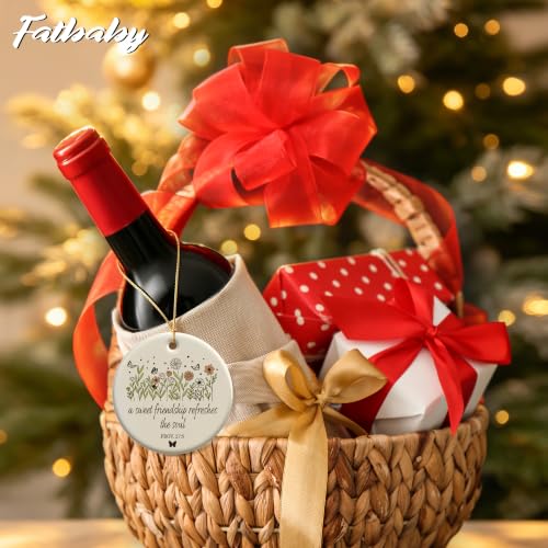 Fatbaby A Sweet Friendship Refreshes The Soul Christian Friendship Ornament, Friend Ornament for Women Sister, Religious Faith Christian Christmas Decorations Gifts with Box&Ribbon 2.9" A Seet Friendship