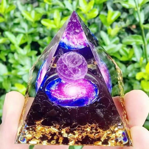 Moonstone Crystal Orgone Pyramid Ogan Crystal Energy Tower, Nature Reiki Chakra Crushed Stone Jewelry, Crystal Pyramid for Home Decor (Crystal Pyramid-48) Crystal Pyramid-48