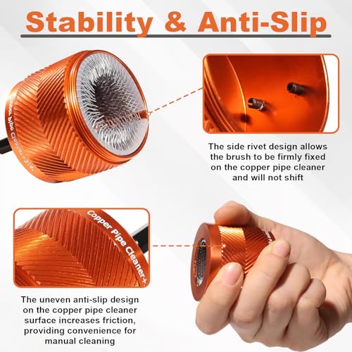 2 PCS Copper Pipe Cleaner Metal Pipe Cleaning Brush Set, 15mm & 22mm – Durable Efficient Versatile Rust & Paint Stain Removal Tool for Drill, Plumbing & DIY Projects