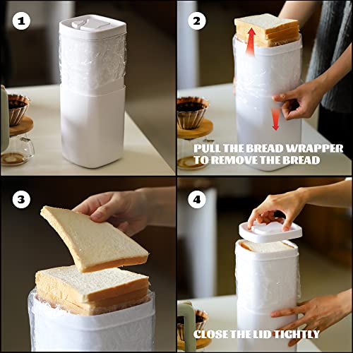 Set of 2 Bread Boxes for Kitchen Countertop, Plastic Shrinkable Bread Loaf Container Storage for Homemade Bread, Bread Bin & Breadbox, Retractable Design Keeper Box for Bread Loaf