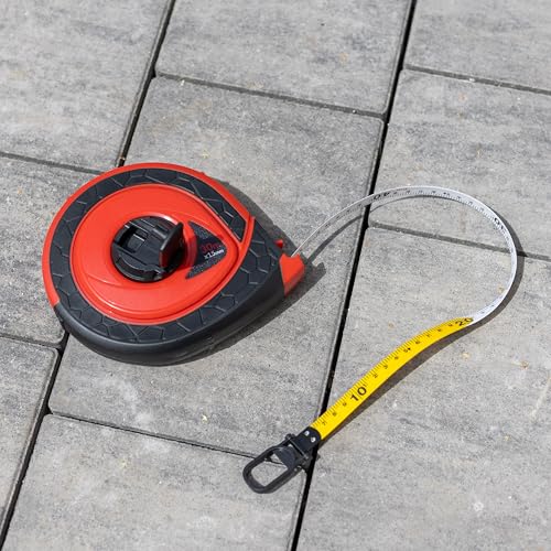 MIVOS Tape Measure 20 m – Robust Tape Measure – Folding Crank – Roll Meter – Fibreglass – Quick Tape Retraction – Rubberised, Non-Slip Inserts – ABS Plastic Housing 20m x 15mm