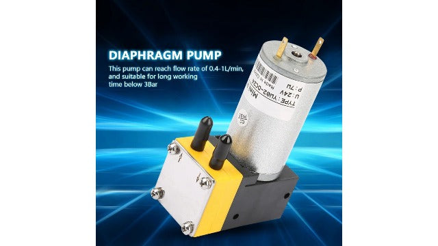 Hyuduo 24V 0.4-1L/min Miniature Electric DC Motor Air Pump Motor Diaphragm Vacuum Pump Vacuum Self Priming Mini Vacuum Pump Oxygen Circulate Air Pumping Motor for Air Liquid Equipment