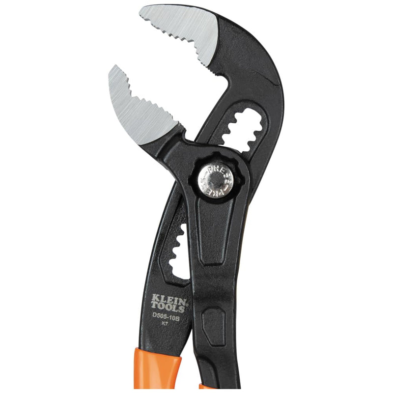 [Australia - AusPower] - Klein Tools D50510B Pump Pliers, Klaw Quick-Adjust, Curved Jaw, Hardened Teeth for Maximum Torque, 10-Inch 