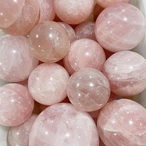 1.6-2 inch Natural Pink Crystal Ball with Stand, Hand Polished Rose Quartz Gemstone Sphere, Reiki Healing Energy Stone, Feng Shui Home Desktop Ornament, Spiritual Meditation Decorative Gift 40-50mm