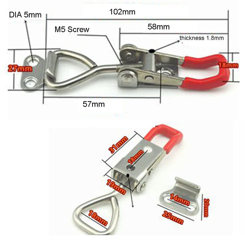 [Australia - AusPower] - Toggle Latch Clamp 4001 2pcs, 304 Stainless Steel Adjustable Hasp Latches Quick Release Hand Tool Toggle Clamp for Smoker Lid Jig, Case Trunk, Door 