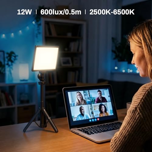 RALENO 9" LED Video Light, 2500K-6500K Camera Light with Desk Stand Black