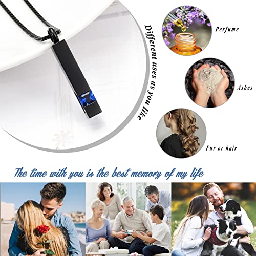 XSMZB Crystal Cremation Urn Jewelry Cube Memorial Ashes Necklace Pendant Keepsake- Black Birthstone Series Blue