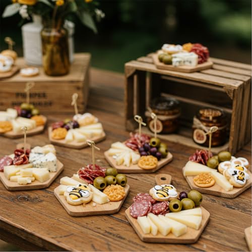 Ziliny 4 Set Baby Shower Prizes, Honey Bee Cheese Board Gifts, Hexagon