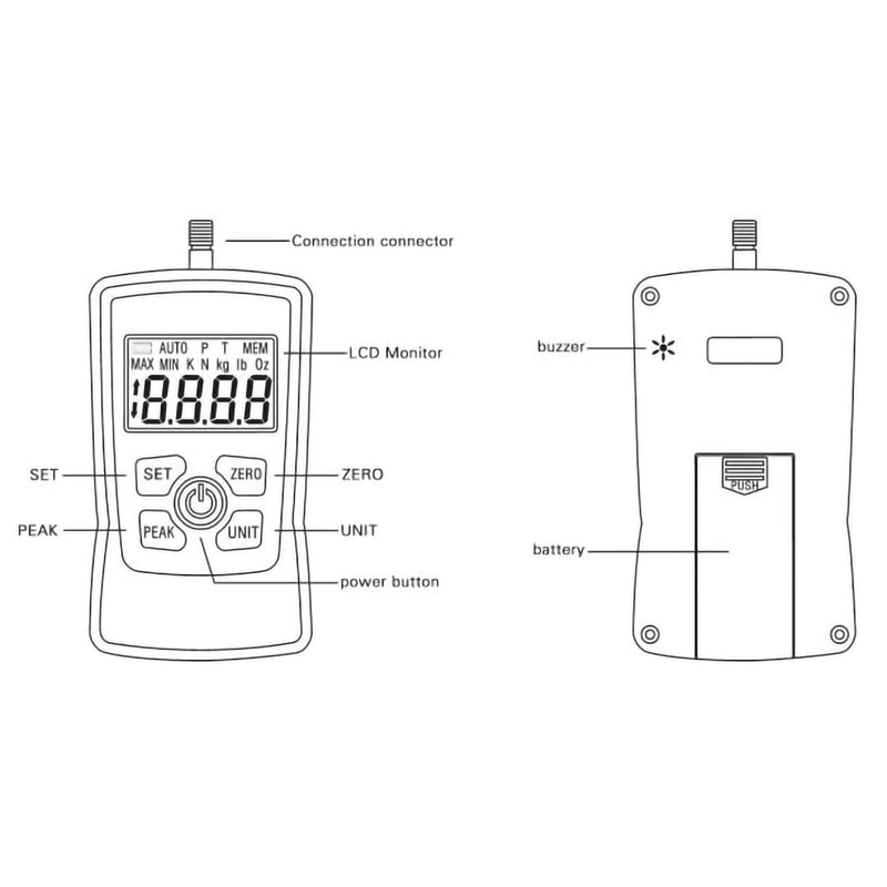 [Australia - AusPower] - GOYOJO Digital Force Gauge High-Precision Push-Pull Meter for Tension & Compression Testing Units (N, kg, lb, oz) Real-Time/Peak/First Peak Modes Ideal for Quality Control & Material Testing (100N)… 