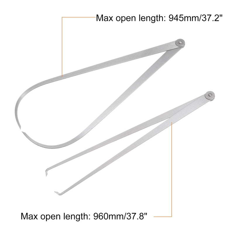 HARFINGTON Firm Joint Inside Outside Caliper Set 500mm 20 inch 410 Stainless Steel Firm Friction Joint for External Internal Measurements