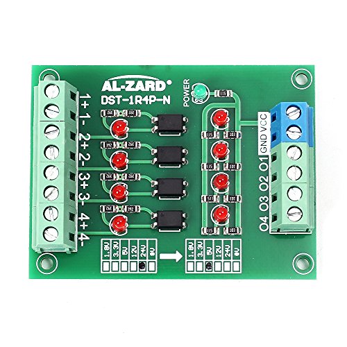 4 Channel Optocoupler Isolation Module, 24V to 5V 4 Channel Optocoupler Isolator PLC Signal Level Voltage Converter Module