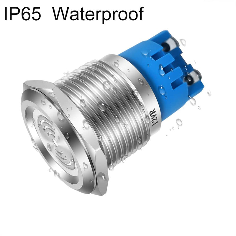 [Australia - AusPower] - 2pcs AC/DC 12V 19mm Waterproof IP65 Stainless Steel Red LED Flash Alarm 90dB Indicator Light with Lamp Buzzer, for Electrical Control Panel, DIY Project red LED 19mm-12v 