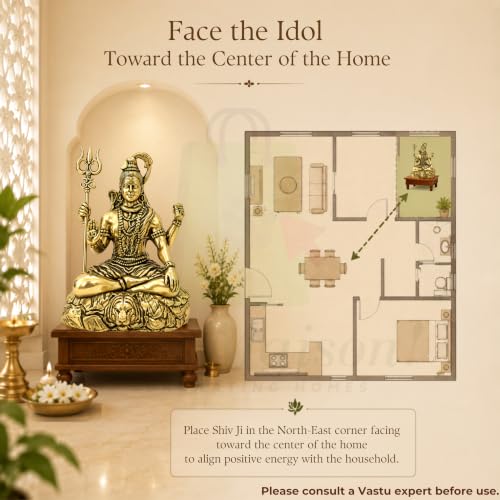 Vastu Brass Shiv Ji Statue |Size-5cm Approx |Weight-104gm Approx |Vastu Remedy for Home & Office |Shiv Ji Idol for Pooja |Brass Murti