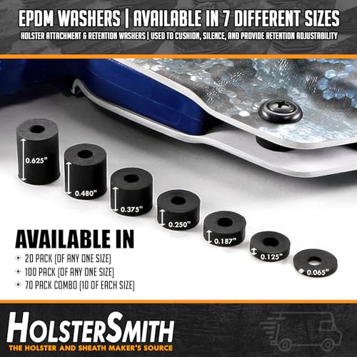 Holstex black EPDM rubber holster washers, .500 x .180 x .625 inch, 100-pack flat washers