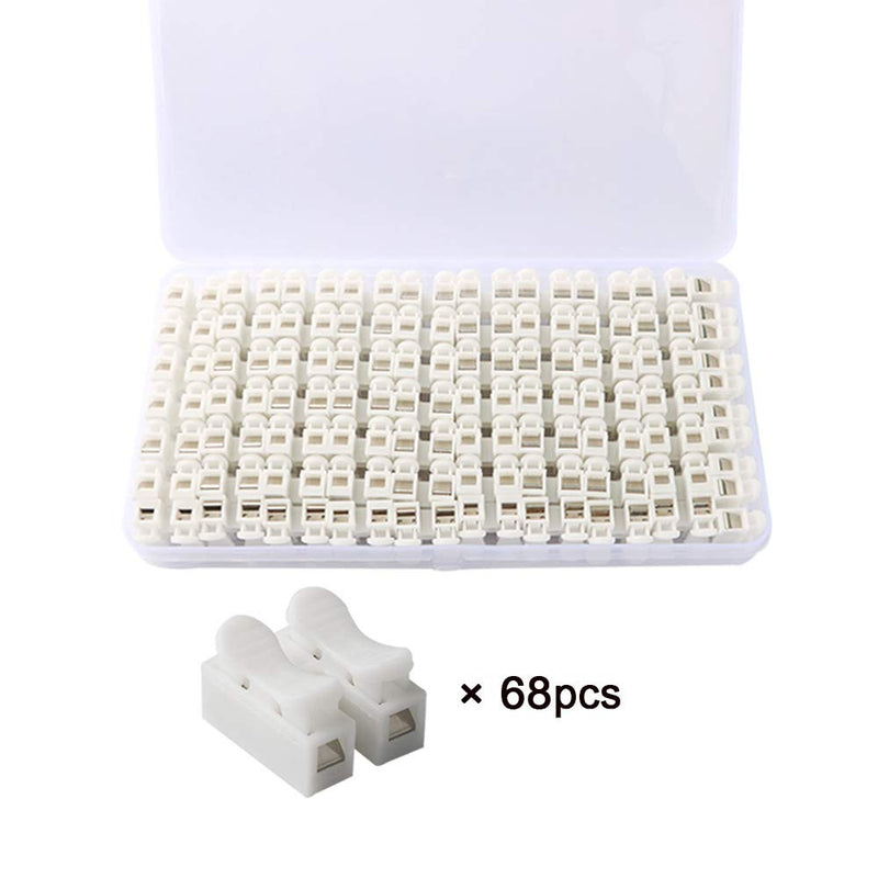 [Australia - AusPower] - FULARR 68Pcs CH2 Premium Spring Wire Connectors, Quick Spring Connector, Electrical Cable Clamp Terminal Block Connector, LED Strip Light Wire Connecting –– White 