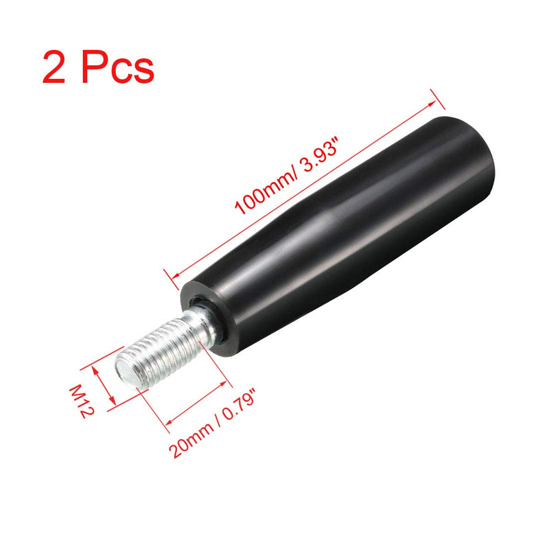 [Australia - AusPower] - uxcell 2Pcs Revolving Handwheel Machine Handle M12 Male Threaded Stem for Milling Machinery M12 x 100mm 