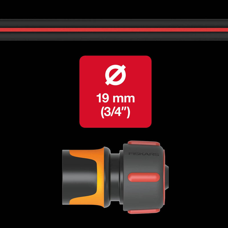 Fiskars Hose repairer, diameter 19 mm (3/4 inch), with color coding system, universal size, FiberComp, 30 g, black/red, 1054785 | Universal size, FiberComp, 30 g, black/red, 1054785 Diameter 19 mm (3/4 inch) Fibercomp