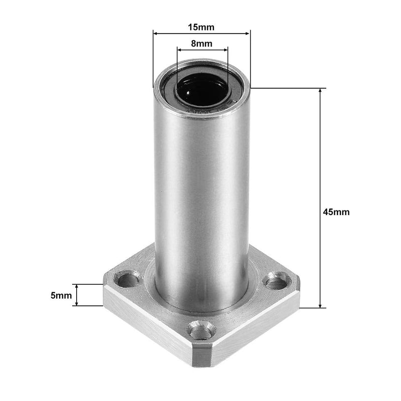 [Australia - AusPower] - uxcell LMK8UU Extra Long Square Flange Linear Ball Bearings, 8mm Bore Dia, 15mm OD, 45mm Length(Pack of 2) 