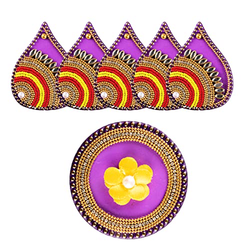 Floor Rangoli Acrylic Handcrafted Indian Traditional Home Décor for Festival Wedding Party Wall Interior Decoration and Gifting (Purple) Purple