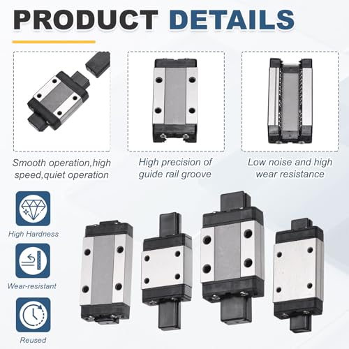sourcing map 2Pcs MGN15C Linear Bearing Sliding Carriage Block with Mini Guide and Wrench for 15mm Linear Motion Slide Rail Guide, 3D Printer, CNC Machine 2