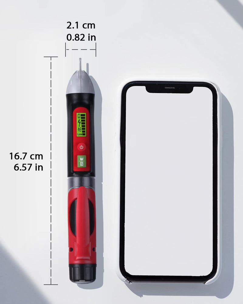 [Australia - AusPower] - Wintact Non-Contact AC Voltage Detector Pen, 12V-1000V/48V-1000V Dual Range, High/Low Adjustable Sensitive, Live/Null Wire Breakpoint Tester with Flashlight, LCD Flashing Audible Buzzer Alarm 