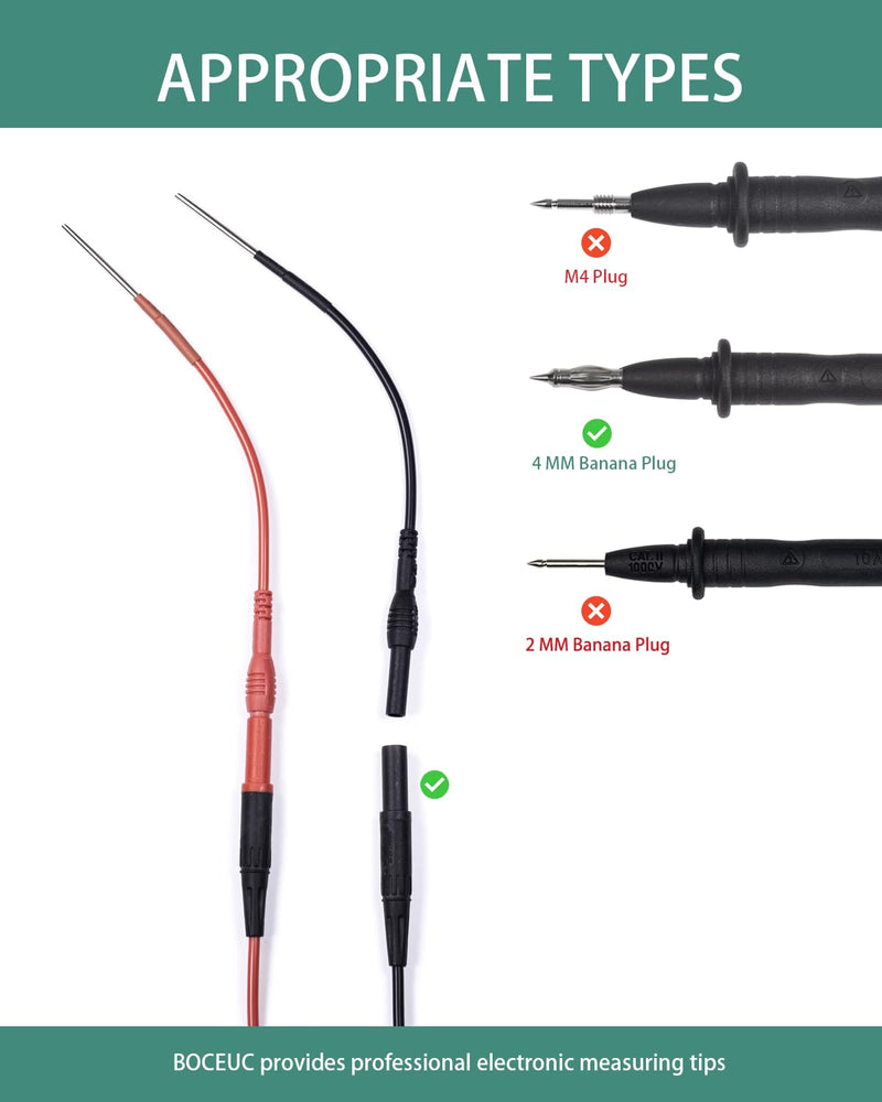 [Australia - AusPower] - 2 PCS Silicon Flexible Spoon Back Probes, Back Probe Pins Automotive Compatible with 4mm Banana Plug Test Leads 