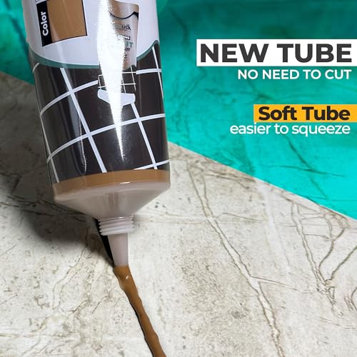 PENTAUSA premixed tile grout repair in beige brown, 8.8 oz container