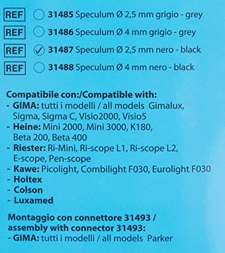 GIMA Disposable Mini Ear Speculum 2.5 mm - Black - fully compatible with mini series from HEINE, KAWE, RIESTER, GIMA and other brands - pack of 250 pcs 250 pieces Ø 2.5 mm