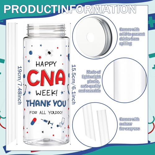 Vesici 24 Pcs CNA Week Tumbler Cups with Lids Straws, 14.2oz Favors 12