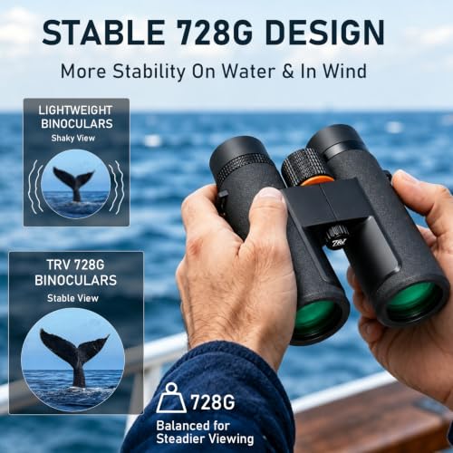 TRV 10x42 Waterproof Binoculars for Adults, Cruise & Travel