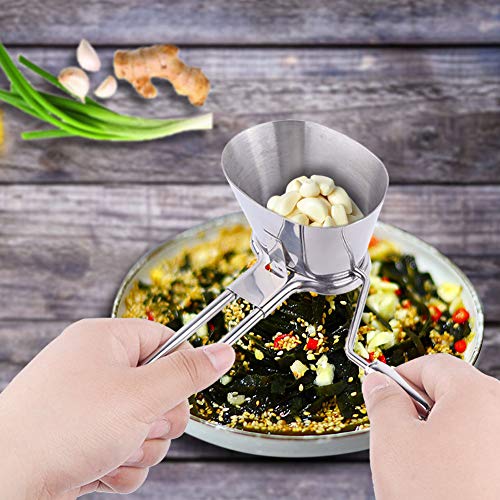 BORDSTRACT Manual Garlic Chopper, Stainless Steel Kitchen Spice Mill, Manual Garlic and Parsley, Portable Crusher, For Garlic, Cilantro, Onion
