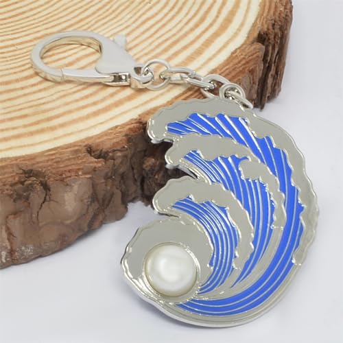 Feng Shui Water Wave with Purple Pearl Good Fortune ＆ Wealth Keychain Amulet Keyring