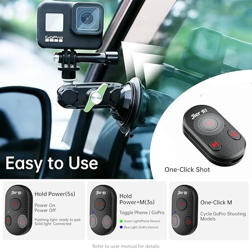 Bluetooth Camera Remote Control for iPhone & GoPro — 65ft Range, Instant Pairing, No App | Type-C Rechargeable Shutter Remote for Selfies & Vlogging, Compatible with iPhone 12-17, GoPro 8-13, Android
