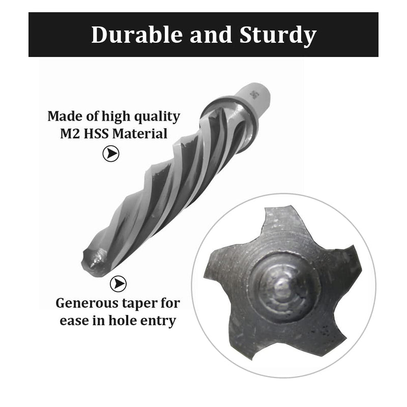 [Australia - AusPower] - YUEWO 5/8" Bridge Construction Reamer Drill Reamer Tool Set for Metal, M2 HSS Car Reamer Tapered Alignment Reamer Drill Bit Chucking Steel Reamers Spiral Flute with Shank Chuck 5/8" 