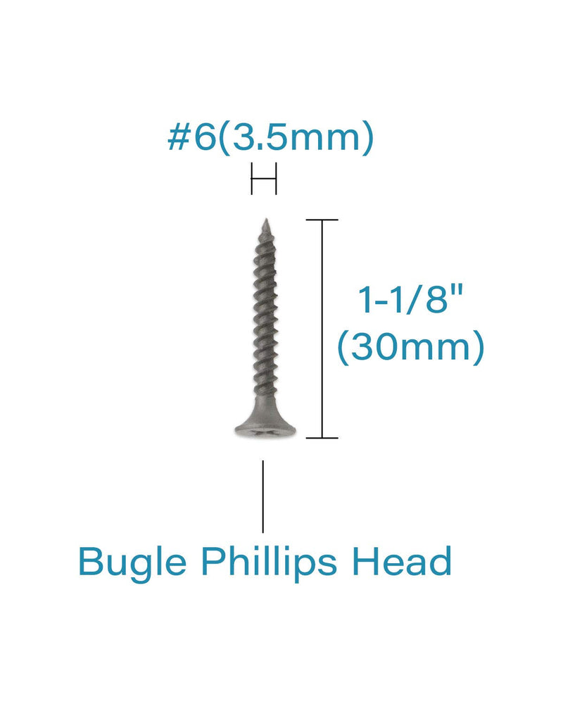 [Australia - AusPower] - 100pcs #6 x 1-1/8" Flat Head Phillips Drywall Screws Fine Thread Sharp Point Wood Screw, Carbon Steel 1022A, Gray Phosphate #6 x 1-1/8" 100 