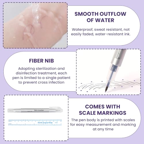 9 x Skin Markers, Tattoo Markers, Tattoo Pens, Adults, Professional and User-Friendly, Durable and Waterproof Ink, Double-Sided Design for Precise Drawing