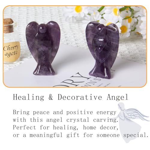 Amethyst Purple Crystal Guardian Angel Statue Healing Decor Gift