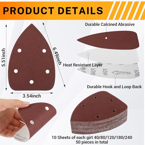 Yaryang detail sanding pads with foam pads and assorted mouse sander sandpaper in 40–240 grit