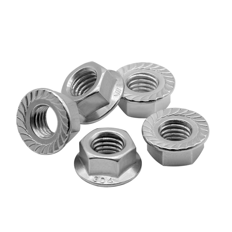 Beduan 1/2"-13 Serrated Flange Hex Lock Nuts 304 Stainless Steel 18-8 Bright Finish (10PCS) 10