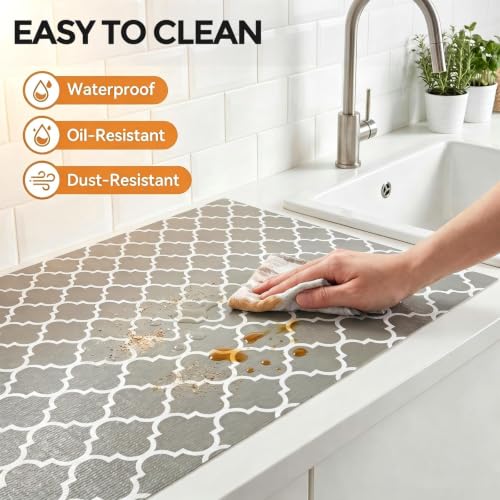 Coavas Shelf and Cabinet Liner, Easy Cut Protective (Gray, 12 in x 30 ft) Gray 12"W x 354"L